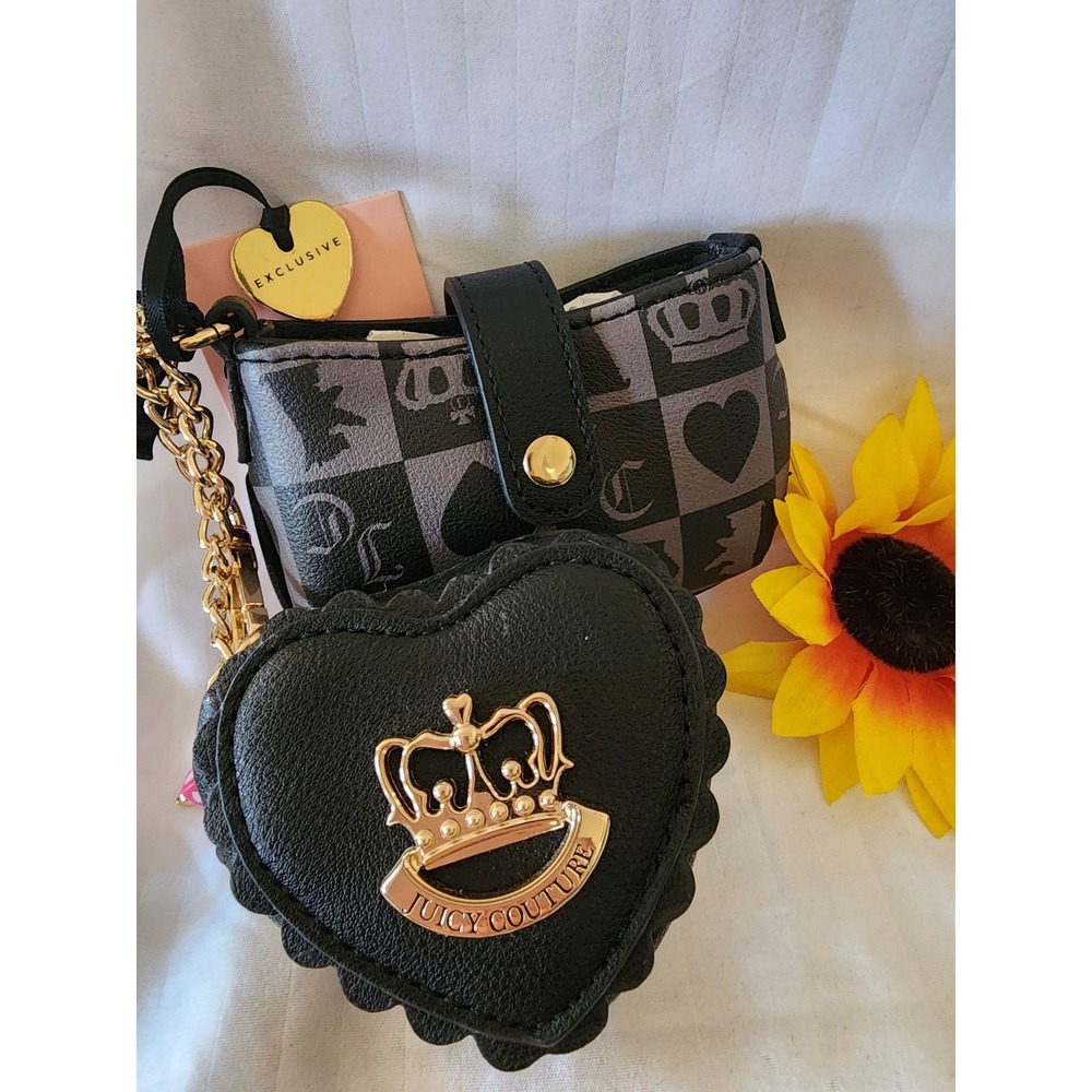 Juicy Couture Sweet Break Time Mini Tab Wristlet Liquorice Heart Coin Purse NWT